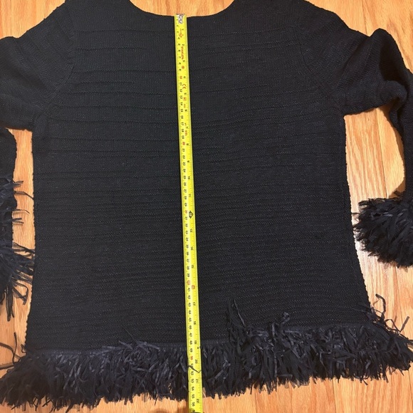 Nic + Zoe Women’s Knit 3/4 Sleeve Fringed Lightweight Black Sweater Size Small - Picture 6 of 6